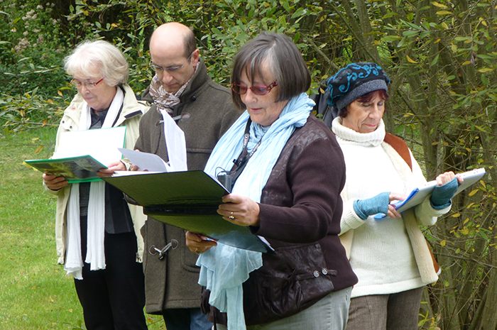 Claudine Cervelle, Claude Gélébart, Yvette Chassagne, Claire Sénamaud
lors de la lecture du 13 octobre 2012 Ribagnac